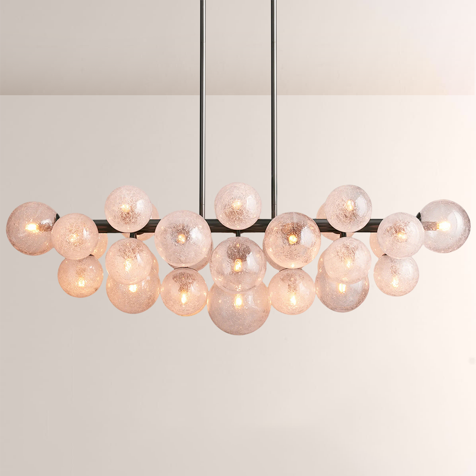 Meny Glass Linear Chandelier For Living Room and Dining Room | Luxury Ball Chandelier
