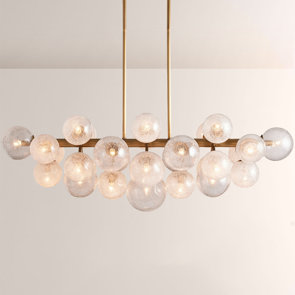 Meny Glass Linear Chandelier For Living Room and Dining Room | Luxury Ball Chandelier