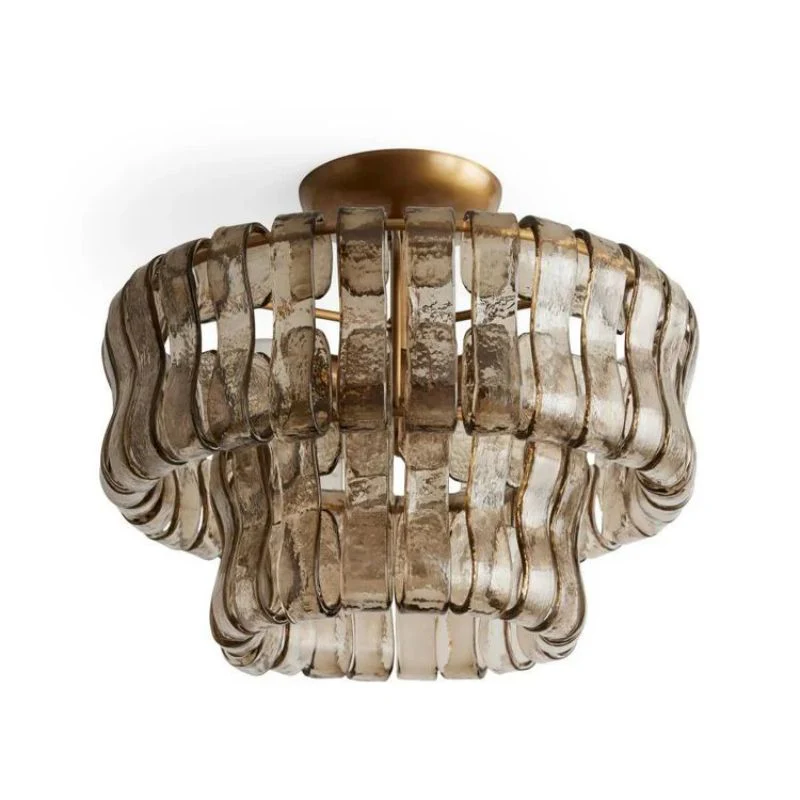 Arey 2-Tier of Crystal Glass  Round Ceiling Light For Bedroom 18"| Warm Light Ceiling Lamp Adviselight