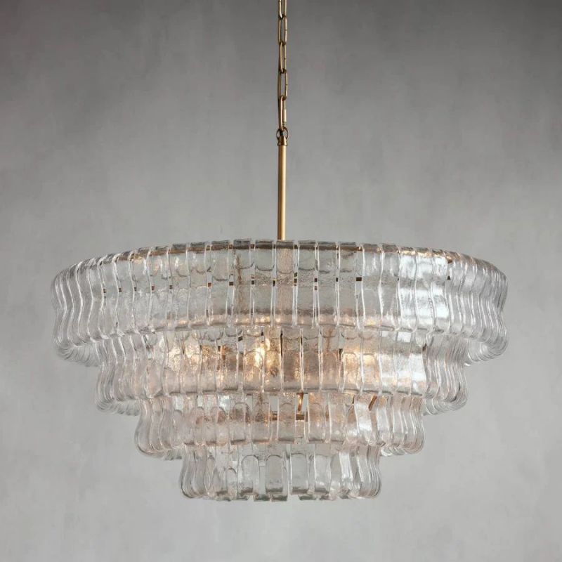 Arey Brass Crystal Glass Round Chandelier for Living Room and Dining Room | Large Luxury Chandelier Adviselight